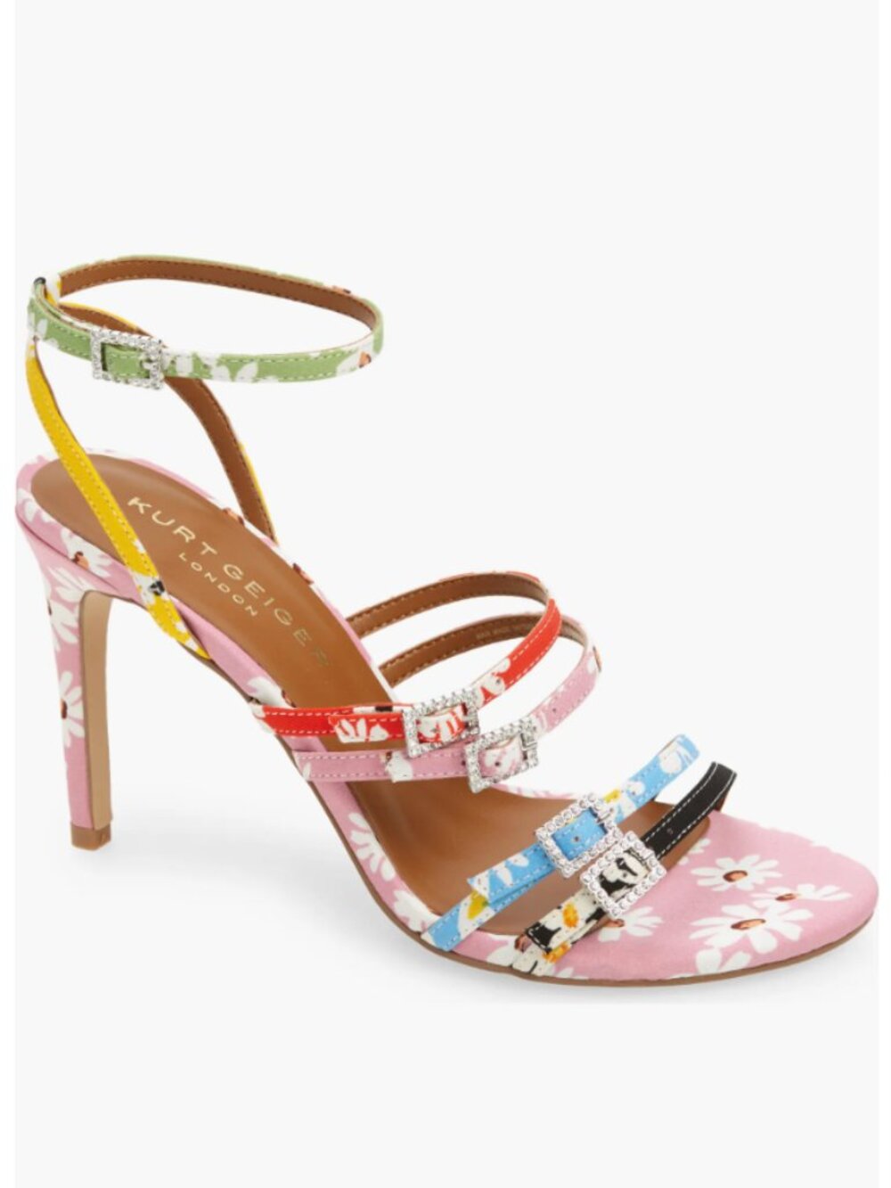 Kurt Geiger London Pierra Floral Ankle Strap Heels Sandal Size 7.5 US Women NWOT